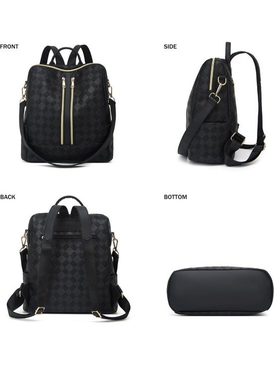 Stylish PU Leather Backpack Purse for Women - Convertible Travel Satchel Set main image 6